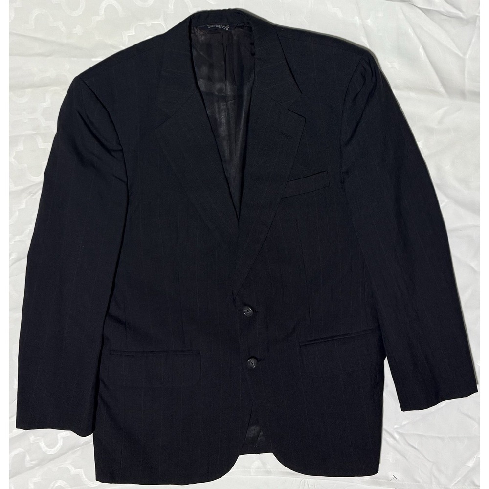 Burberry Blazer Subtle Pinstripe Wool Men's 40 Single Vent‎ Charcoal Gray